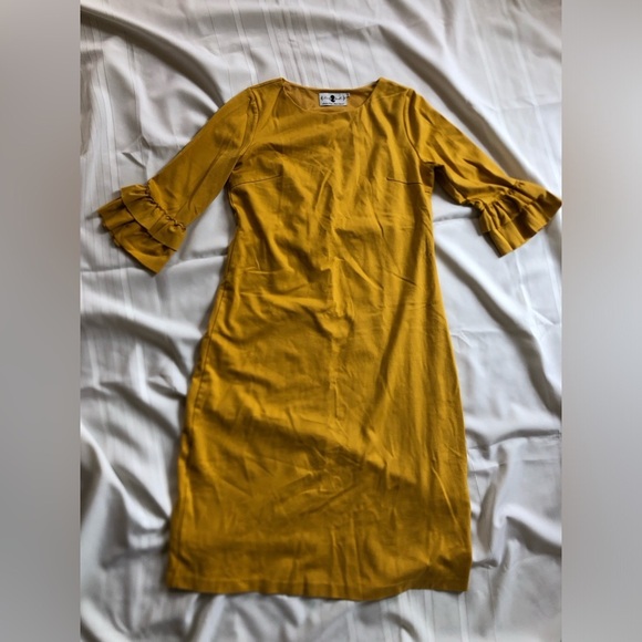 Dainty Jewells Yellow Bateau Neck Bell Sleeve Dress - Picture 16 of 16